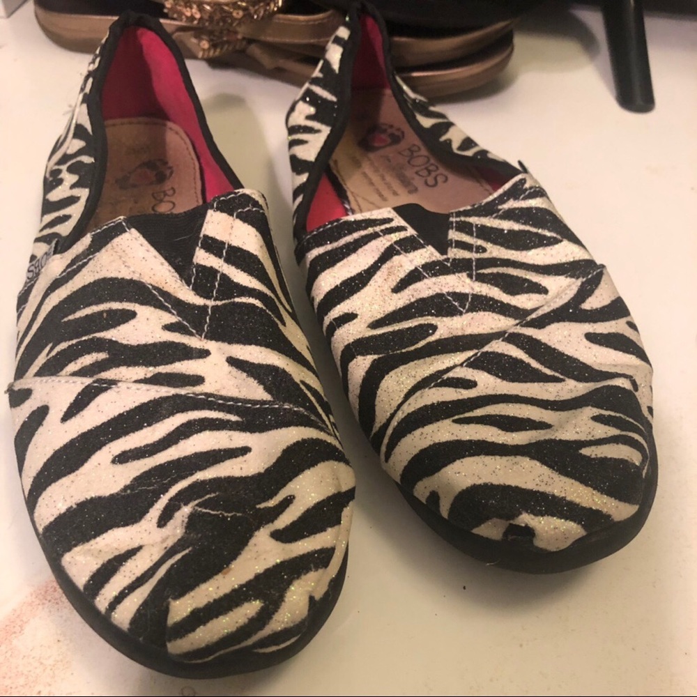 BOBS Skechers Zebra Canvas Slip-On Shoes